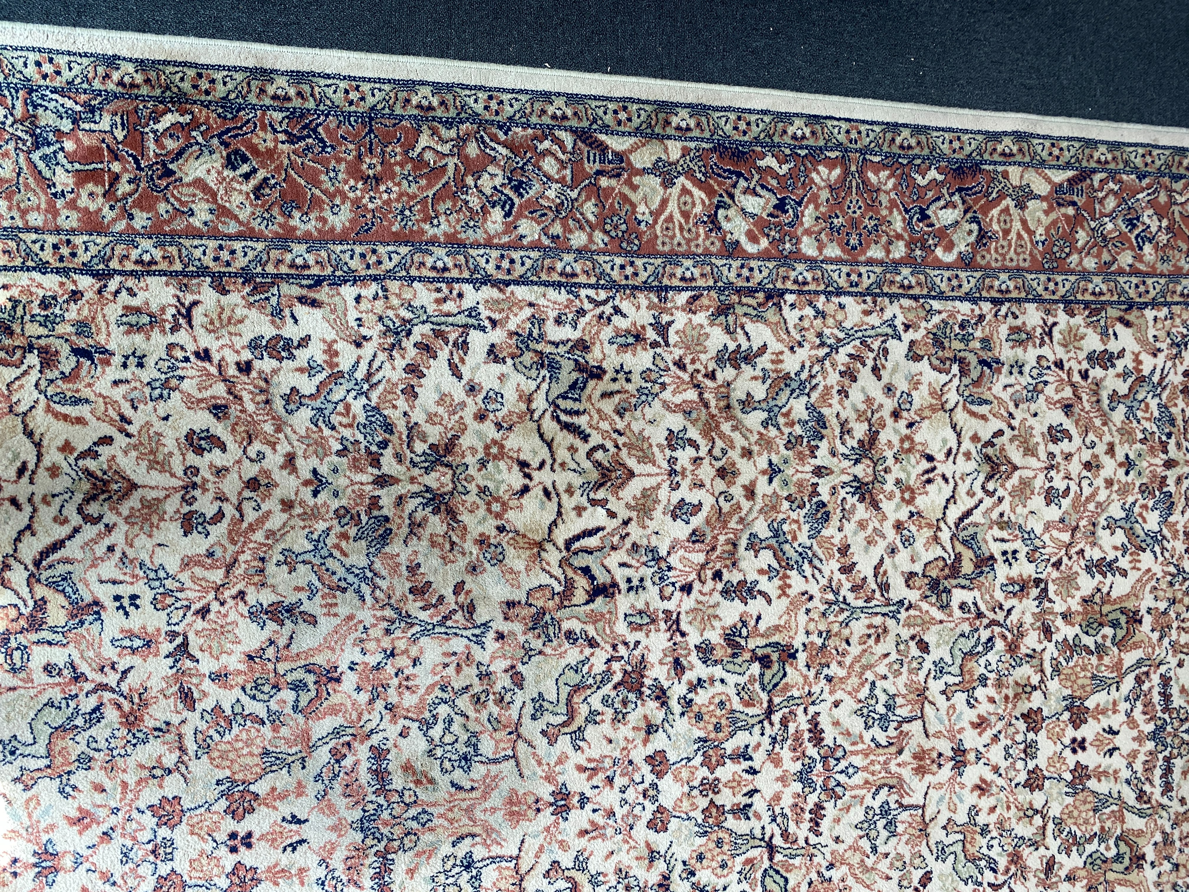 A Kashan ivory ground pictorial carpet, 296 x 200cm